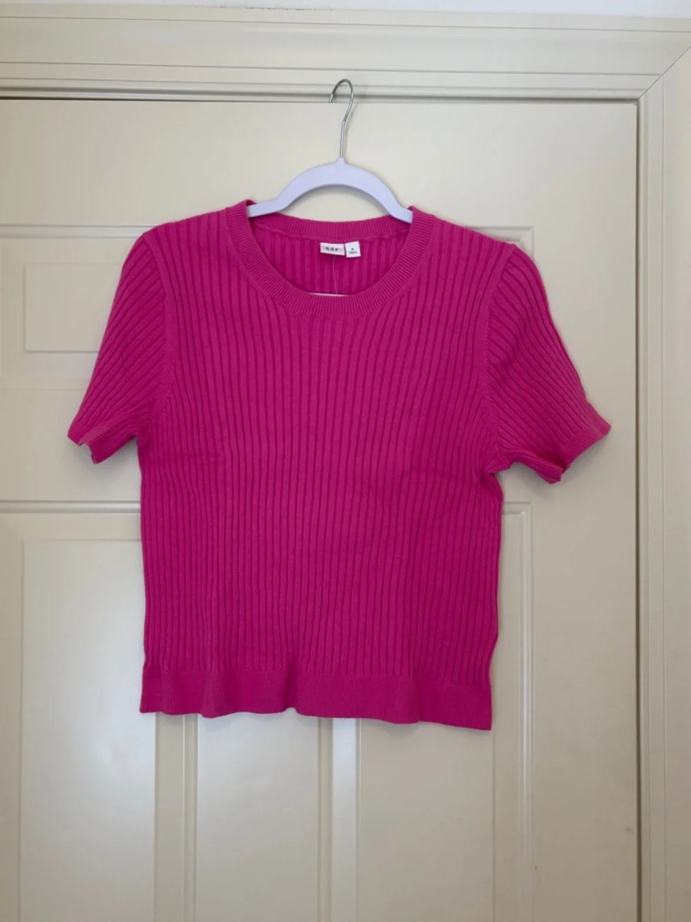 GAP Phoebe Pink CashSoft Ribbed Crewneck T-Shirt/NWT/M